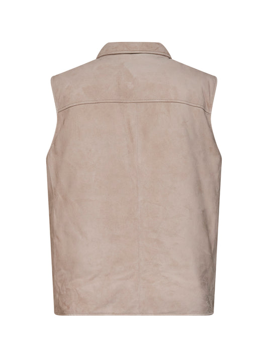 Gilet imbottito in camoscio marmo