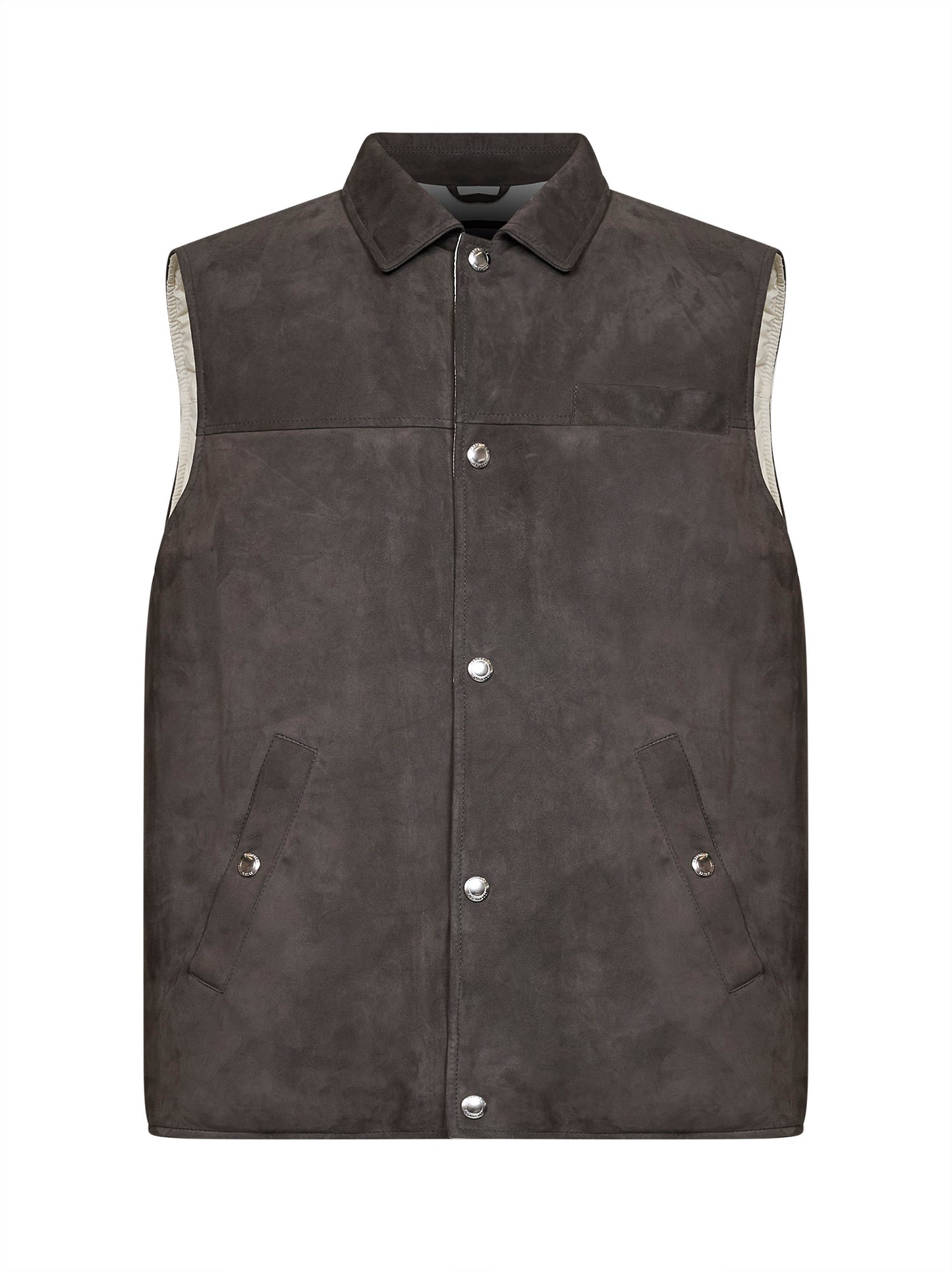 Steel grey suede padded vest