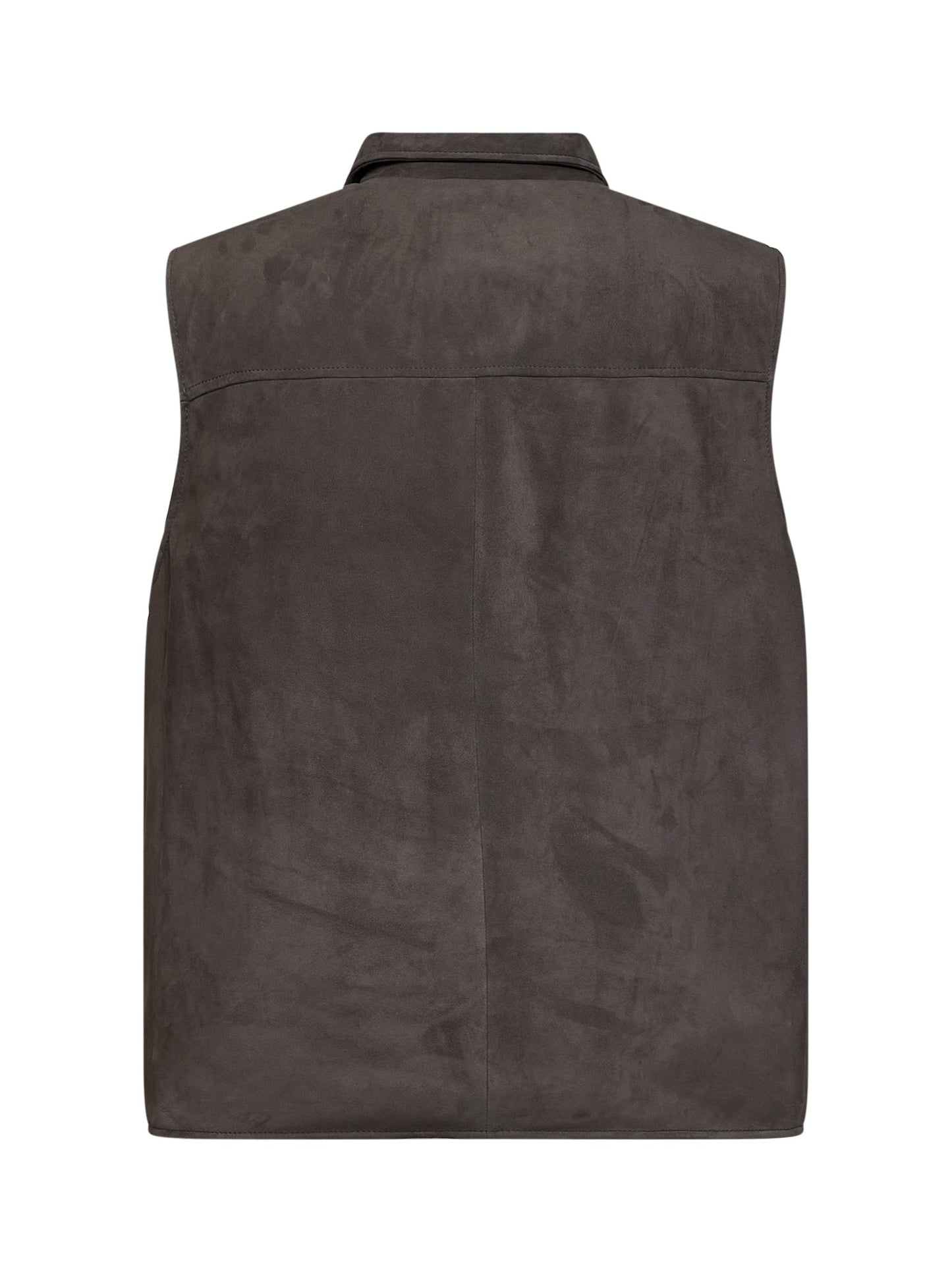 Steel grey suede padded vest