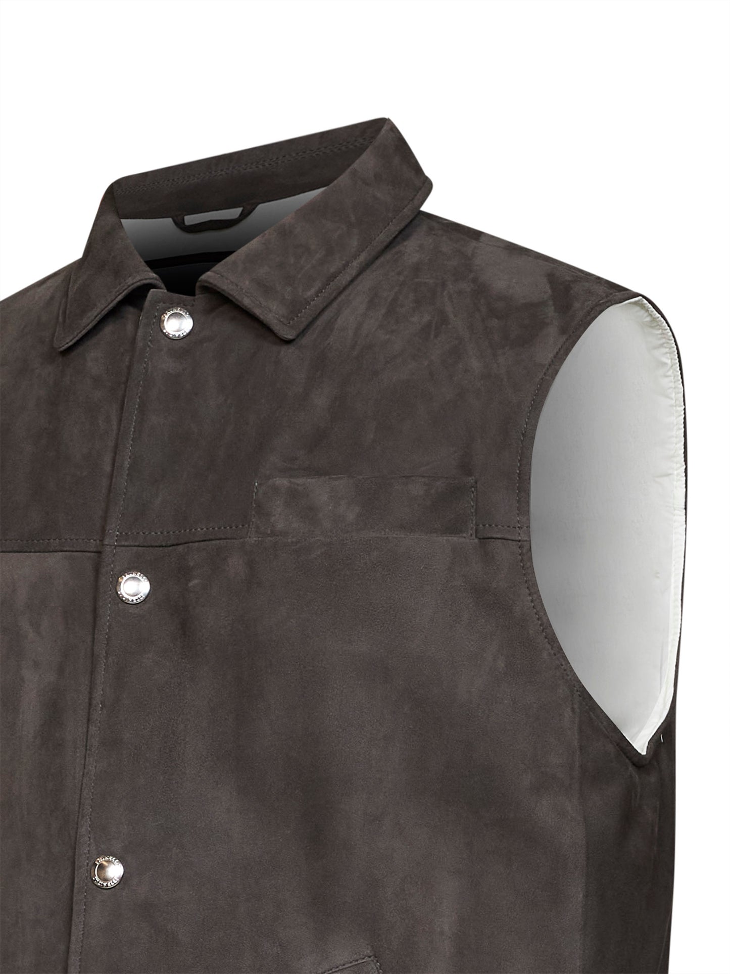 Steel grey suede padded vest