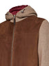 Mink and brown suede and knit hooded jacket