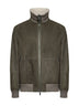 Military green sheepskin bomber jacket
