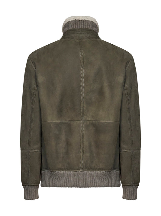 Giacca bomber in montone verde militare