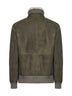 Military green sheepskin bomber jacket