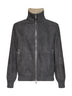 Steel grey sheepskin bomber jacket