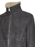 Steel grey sheepskin bomber jacket