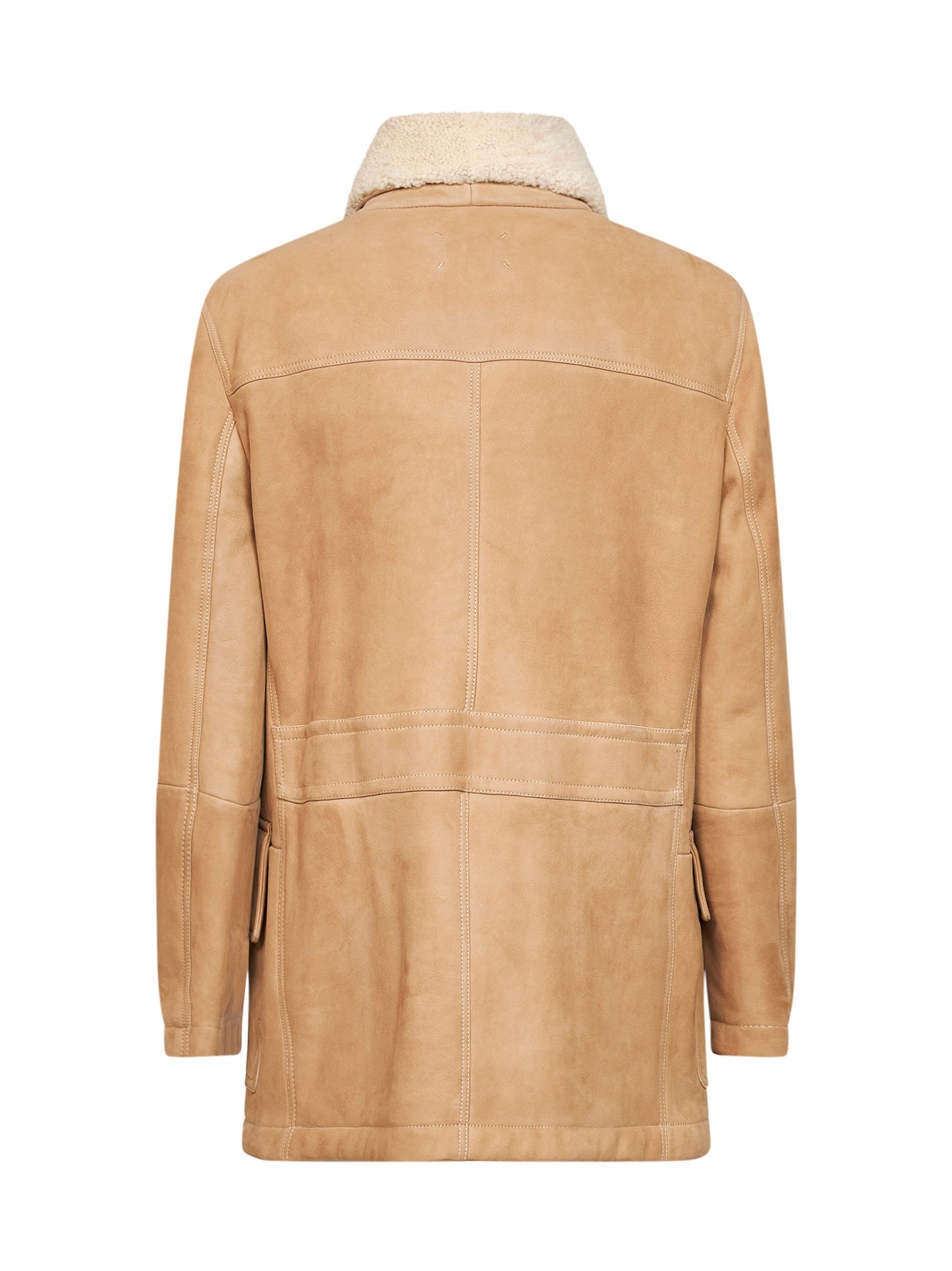 Giacca aviator doppiopetto in sheraling beige