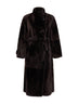 Dark brown shearling belted coat