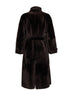 Dark brown shearling belted coat