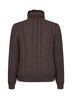 Brown suede shearling and cashmere knit bomber jacket
