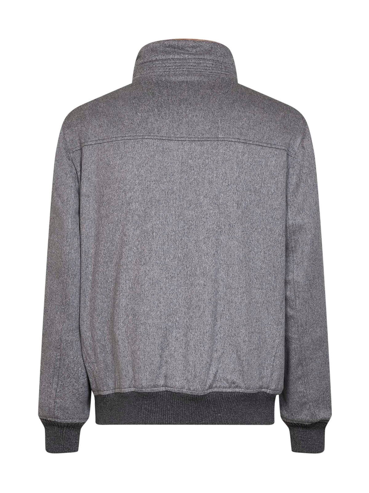 Light grey cashmere jacket with shearling lining