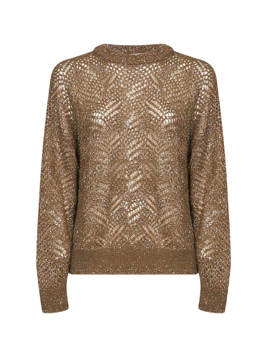 Olive Dazzling Abstract Leaf sweater
