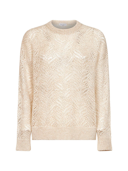 Ivory Dazzling Abstract Leaf sweater