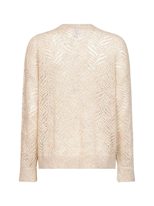 Ivory Dazzling Abstract Leaf sweater