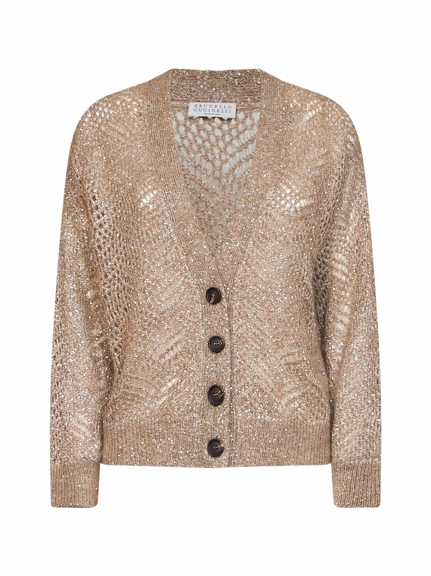Light brown Dazzling Abstract Leaf cardigan