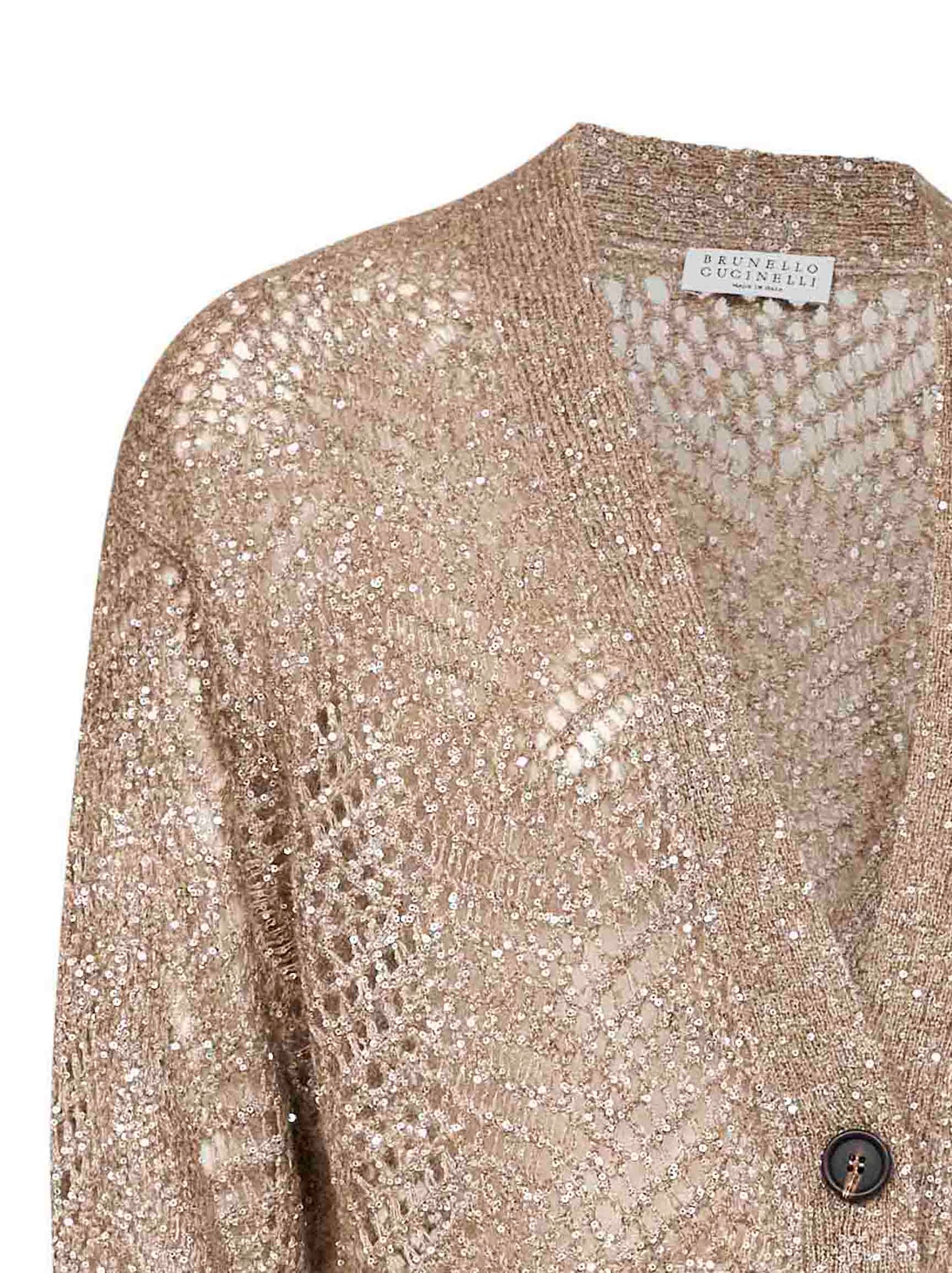 Light brown Dazzling Abstract Leaf cardigan