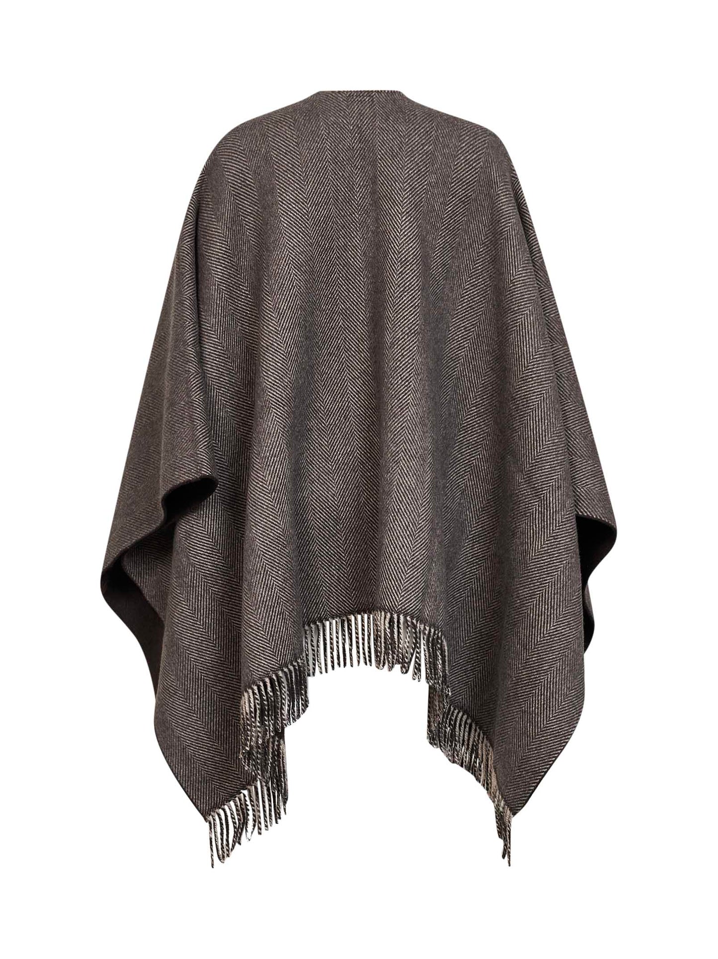 Poncho reversibile in cashmere double marrone