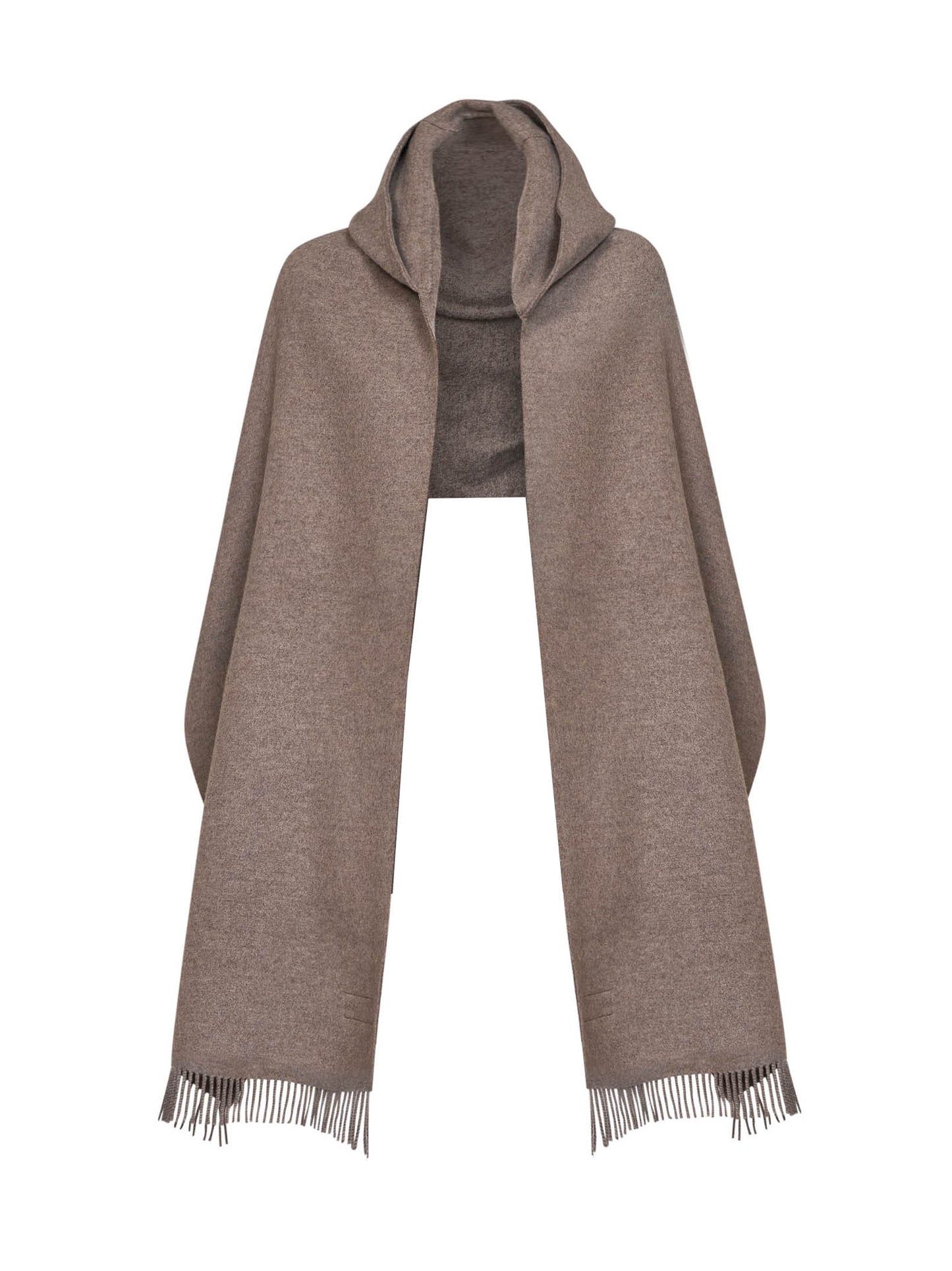 Sciarpa con cappuccio in maglia marrone freddo