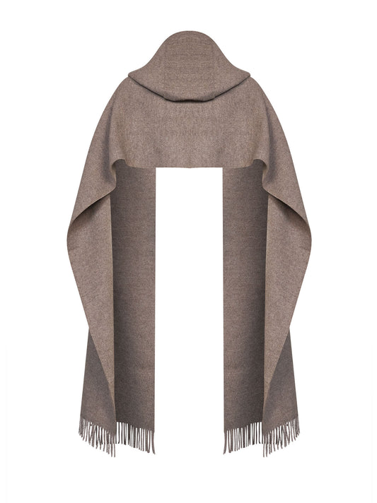 Cool brown knit hooded scarf