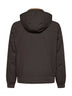 Dark brown bonded nylon hooded down jacket