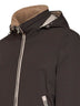 Dark brown bonded nylon hooded down jacket