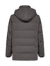 Steel grey bonded nylon padded hooded parka