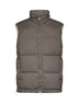 Washed army green bonded nylon padded hooded vest