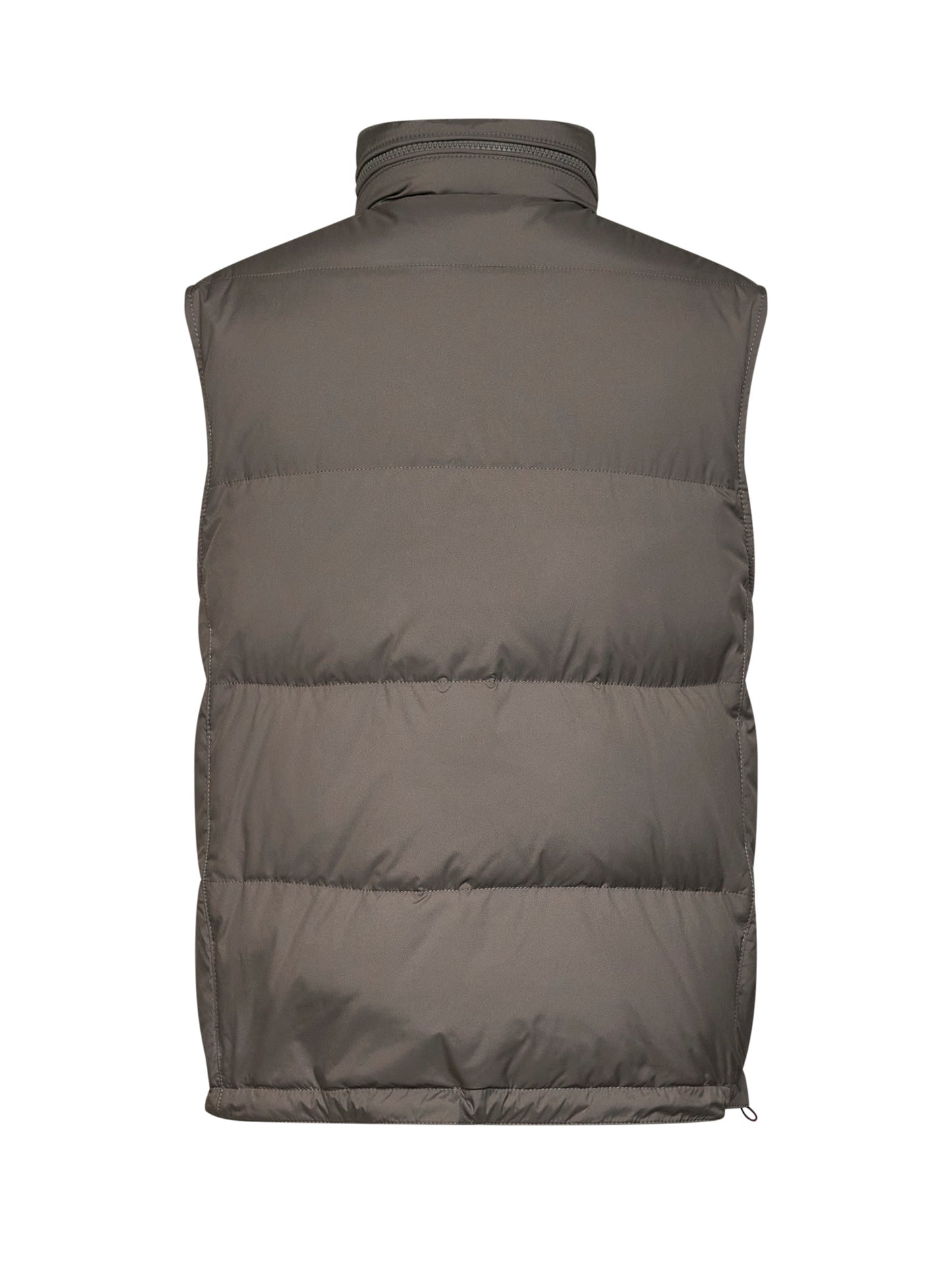Washed army green bonded nylon padded hooded vest