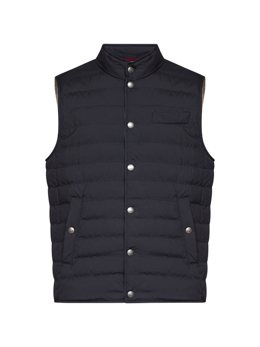 Navy blue bonded nylon padded vest