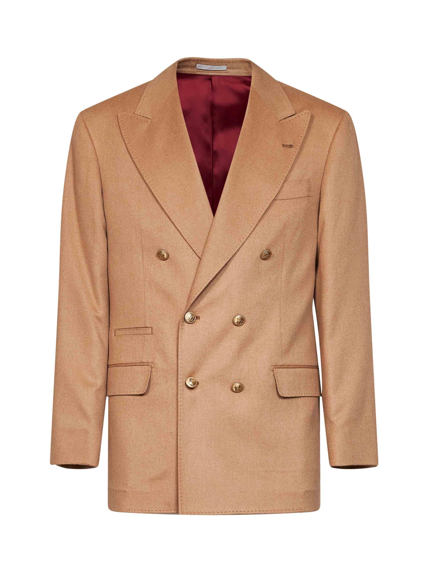 Camel camel hair Tailor one-and-a-half-breasted jacket