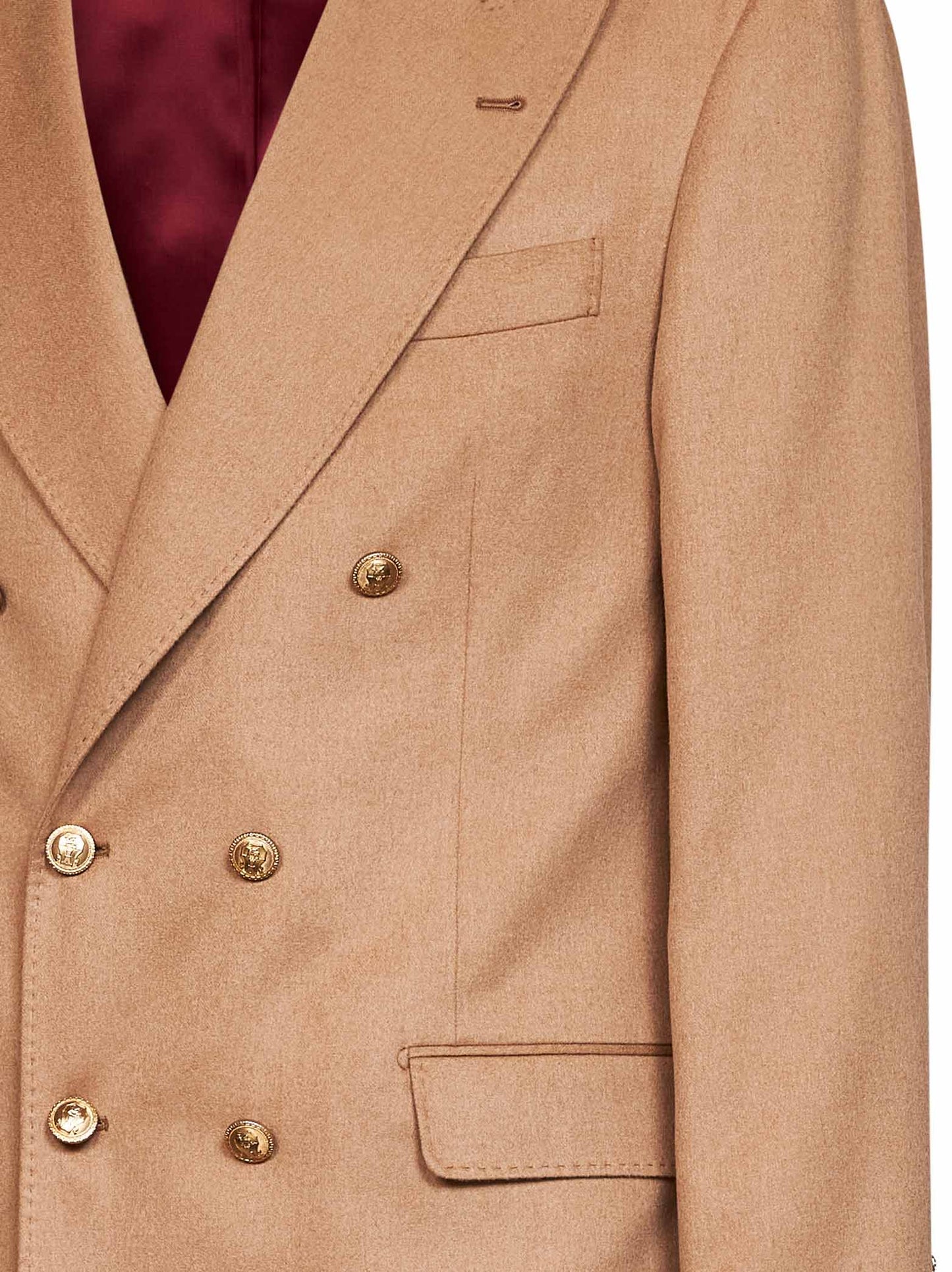 Camel camel hair Tailor one-and-a-half-breasted jacket