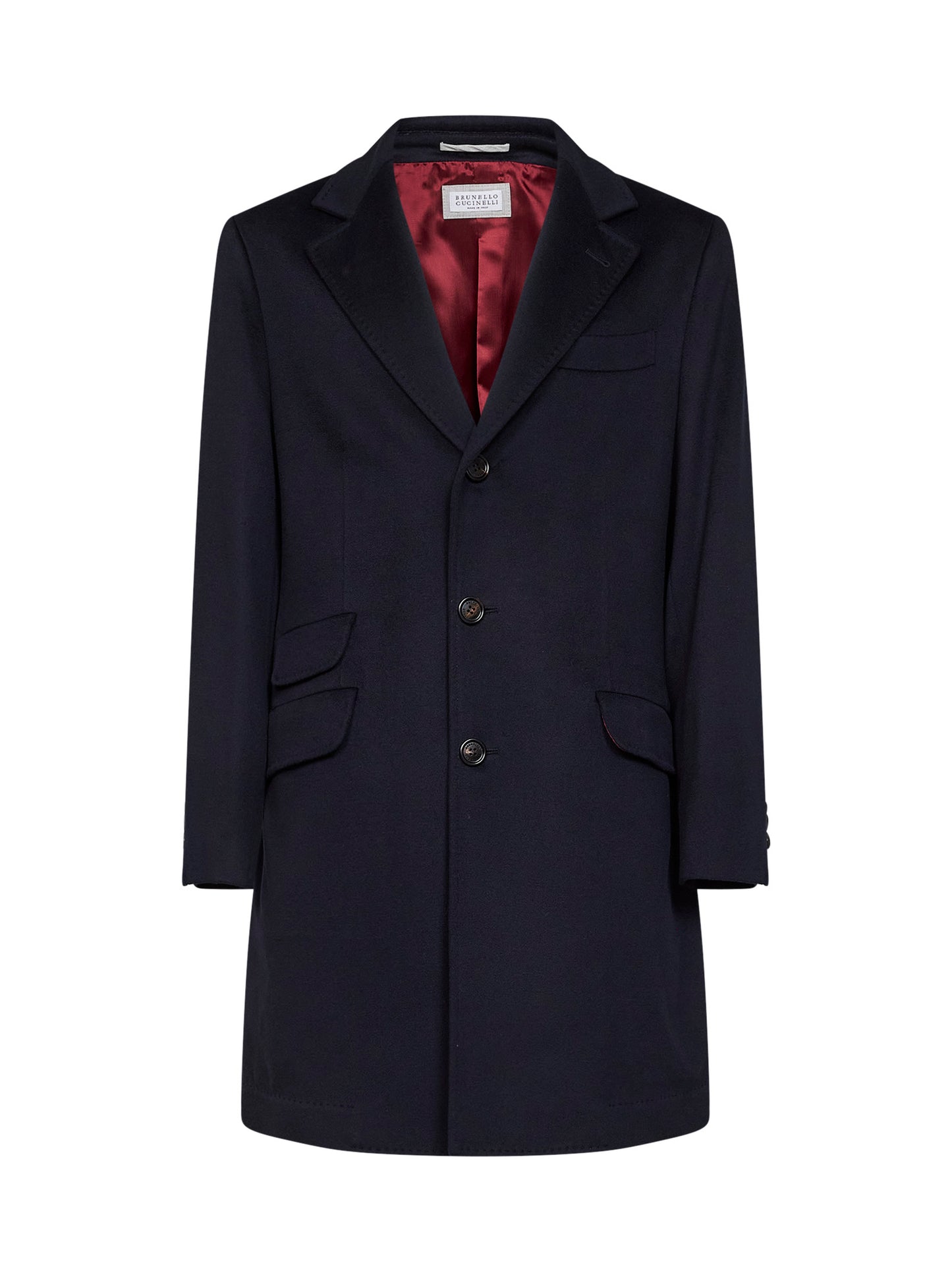 Navy blue virgin wool single-breasted coat