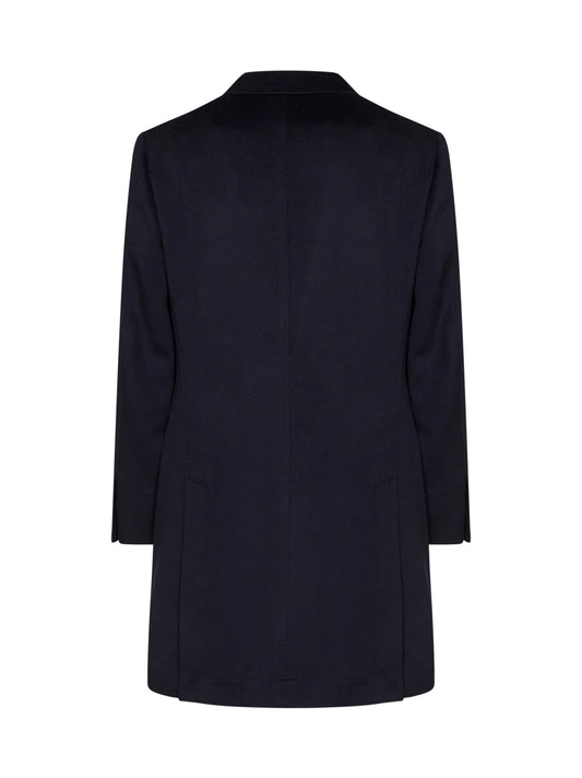 Cappotto monopetto in lana vergine blu navy