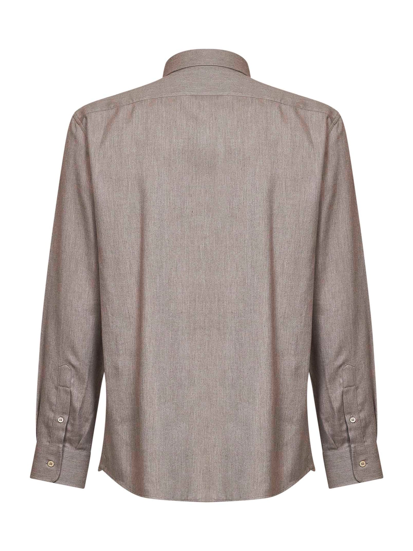 Camicia a maniche lunghe in cotone e lyocell granito