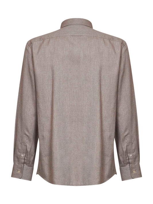 Camicia a maniche lunghe in cotone e lyocell granito