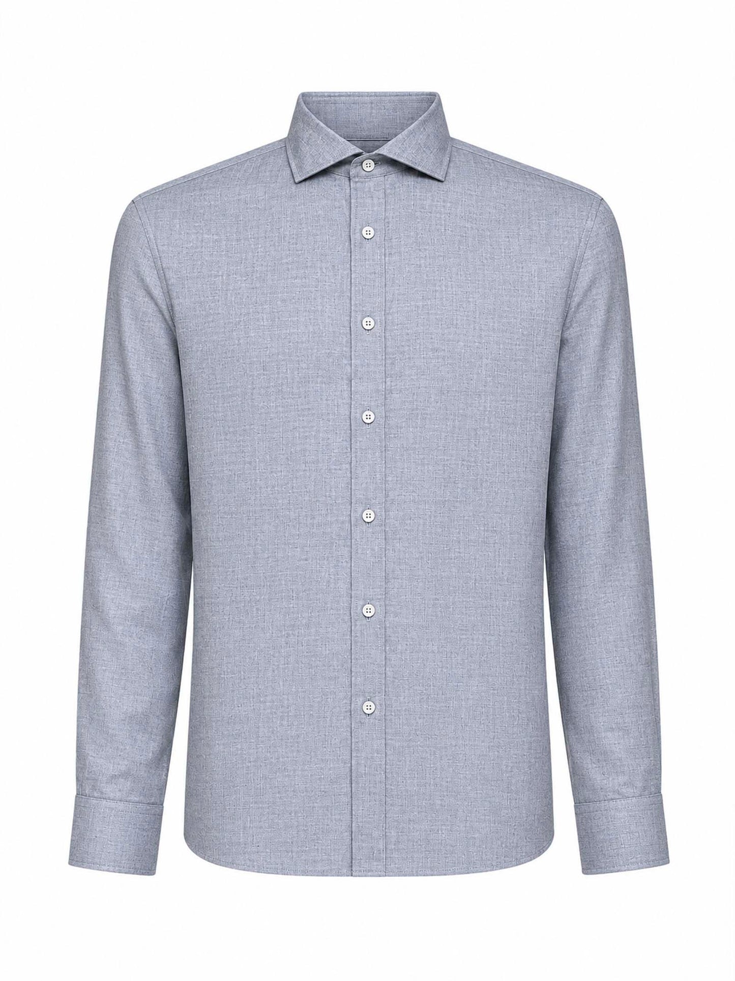 Grey cotton and lyocell long-sleeved shirt
