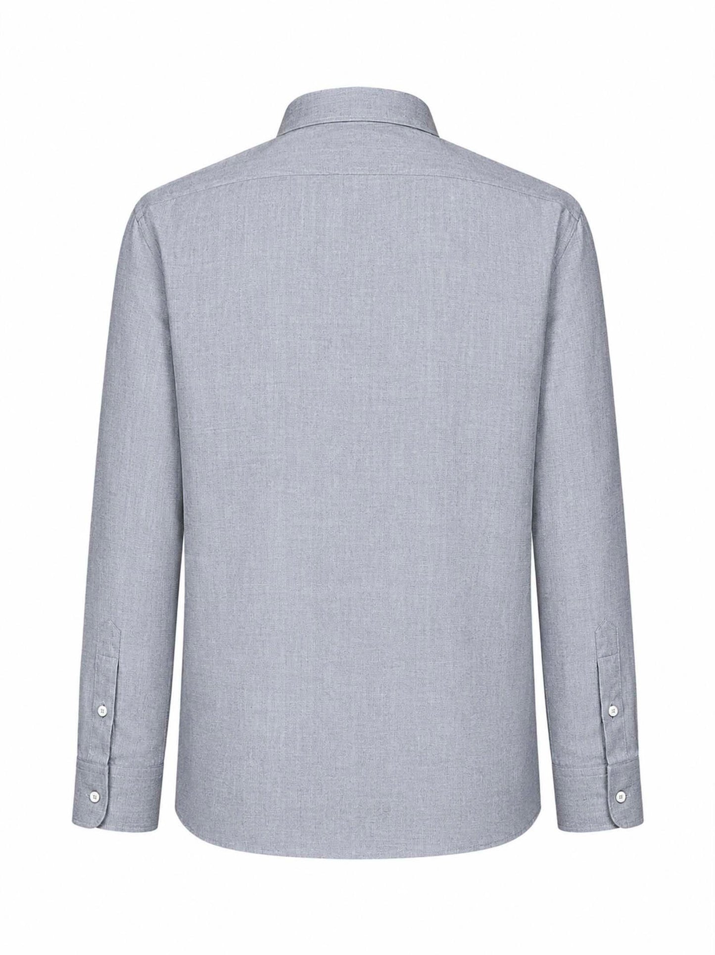 Grey cotton and lyocell long-sleeved shirt