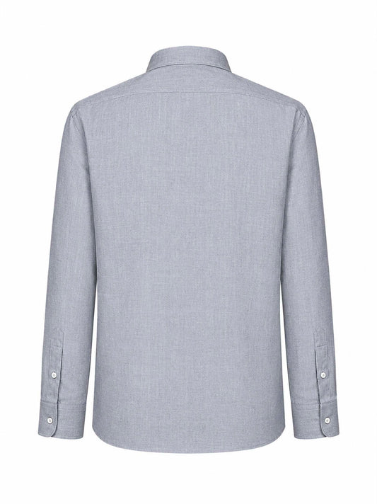 Grey cotton and lyocell long-sleeved shirt