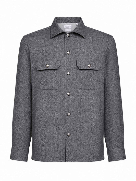 Grey virgin wool overshirt