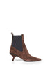Espresso suede heeled ankle boots with Precious Details
