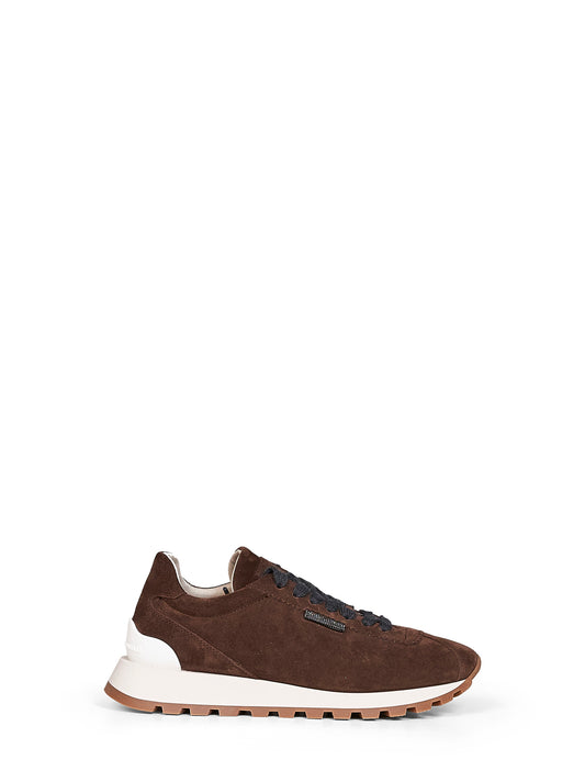 Runners in camoscio espresso con Shiny Tab