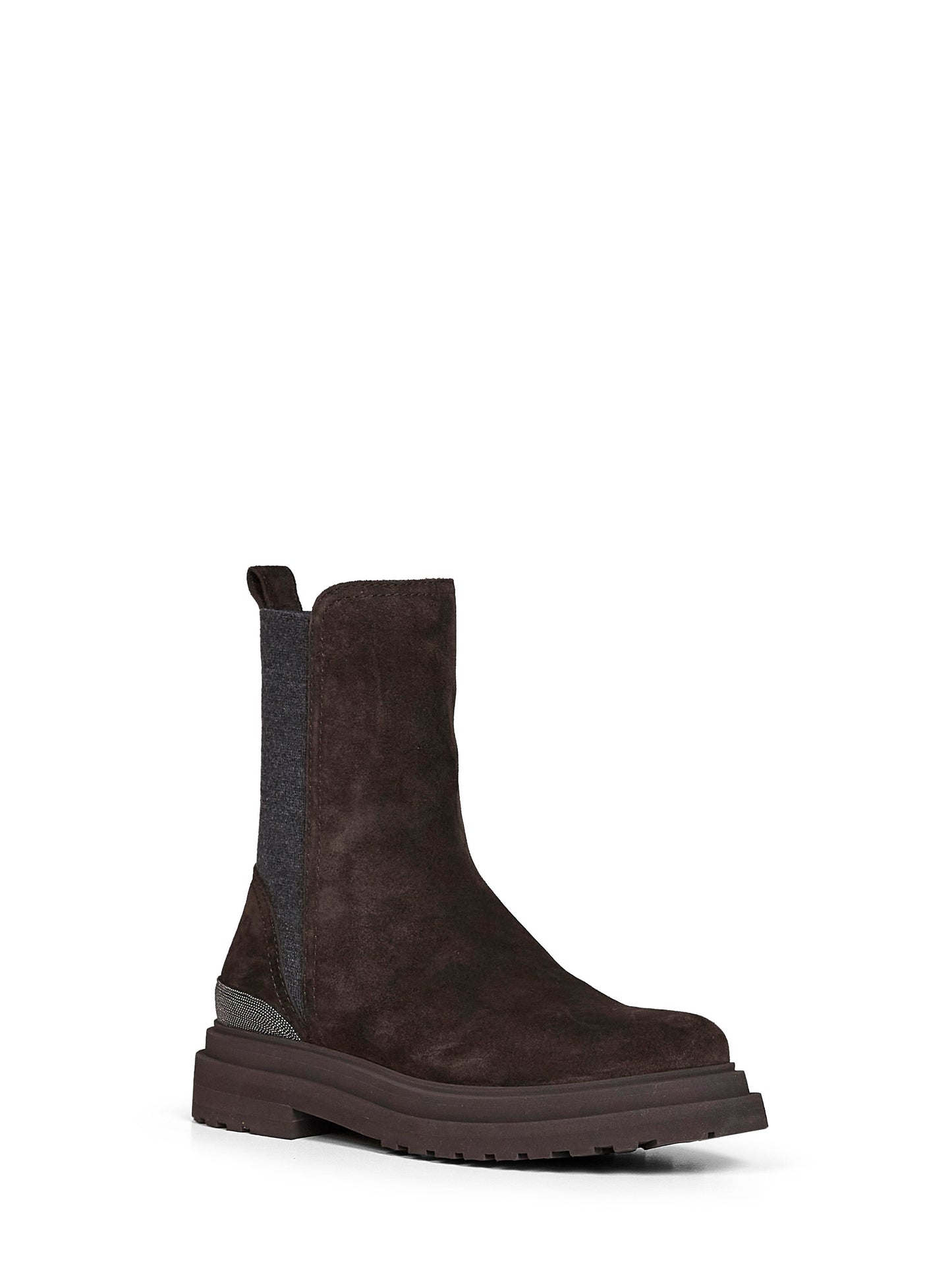 Stivaletti in camoscio pepe con Precious Detail
