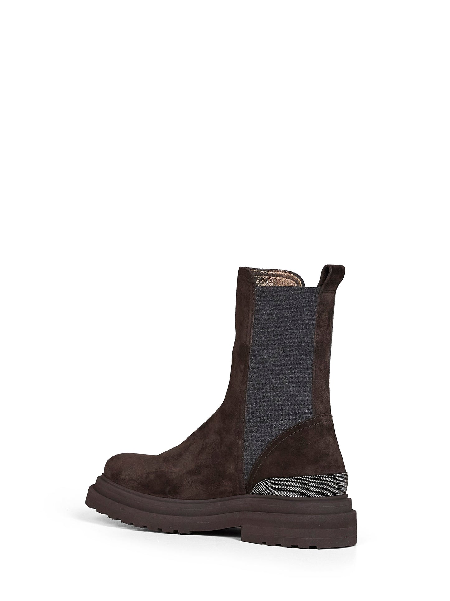 Stivaletti in camoscio pepe con Precious Detail