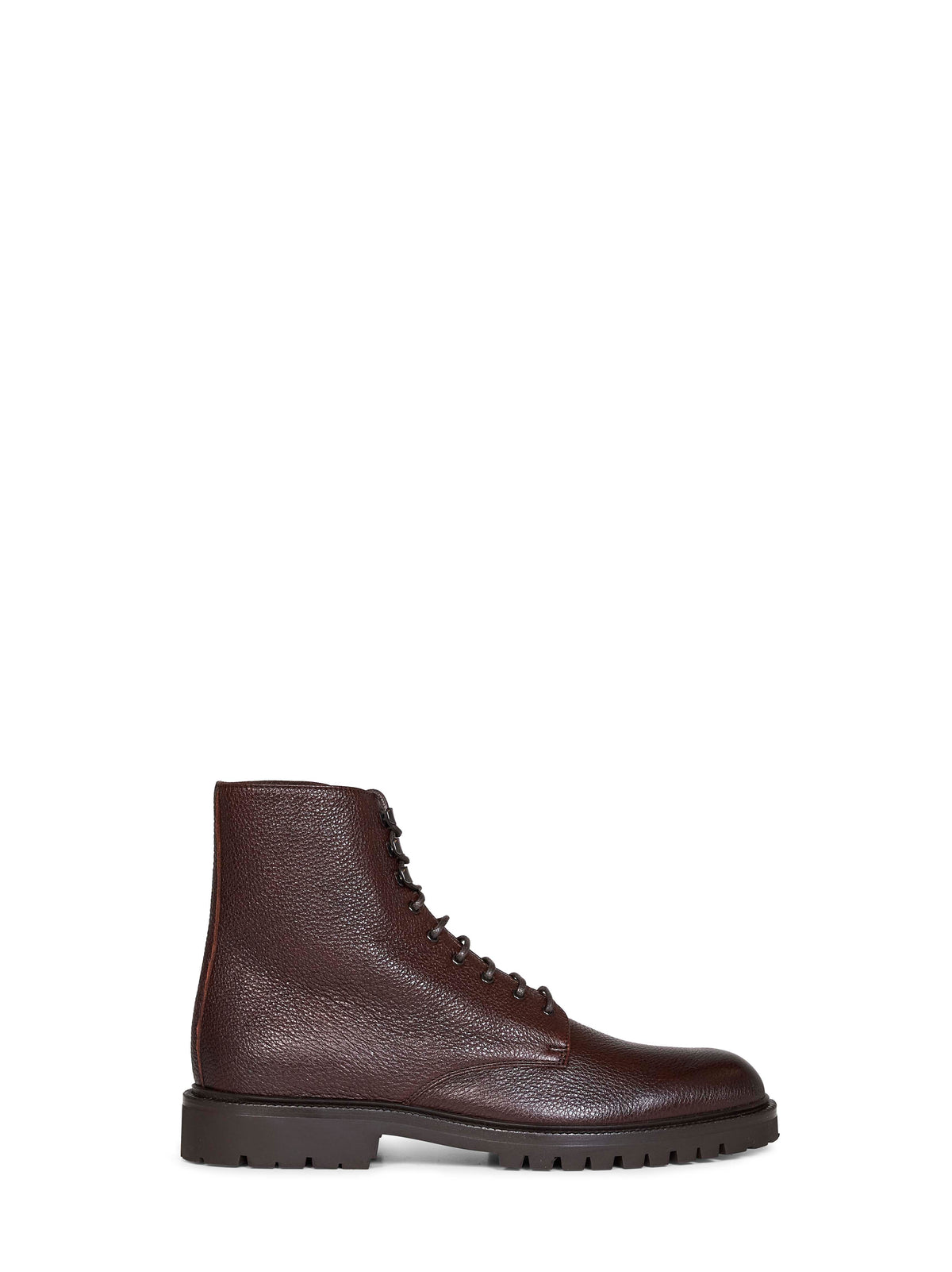 Chestnut grained calf leather ankle boots