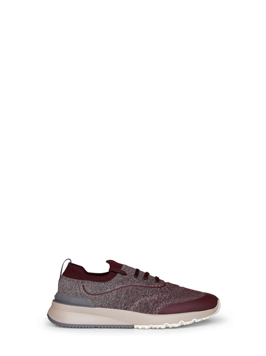 Runners in maglia di cotone techno pietra e bordeaux