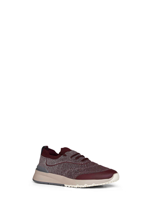 Runners in maglia di cotone techno pietra e bordeaux