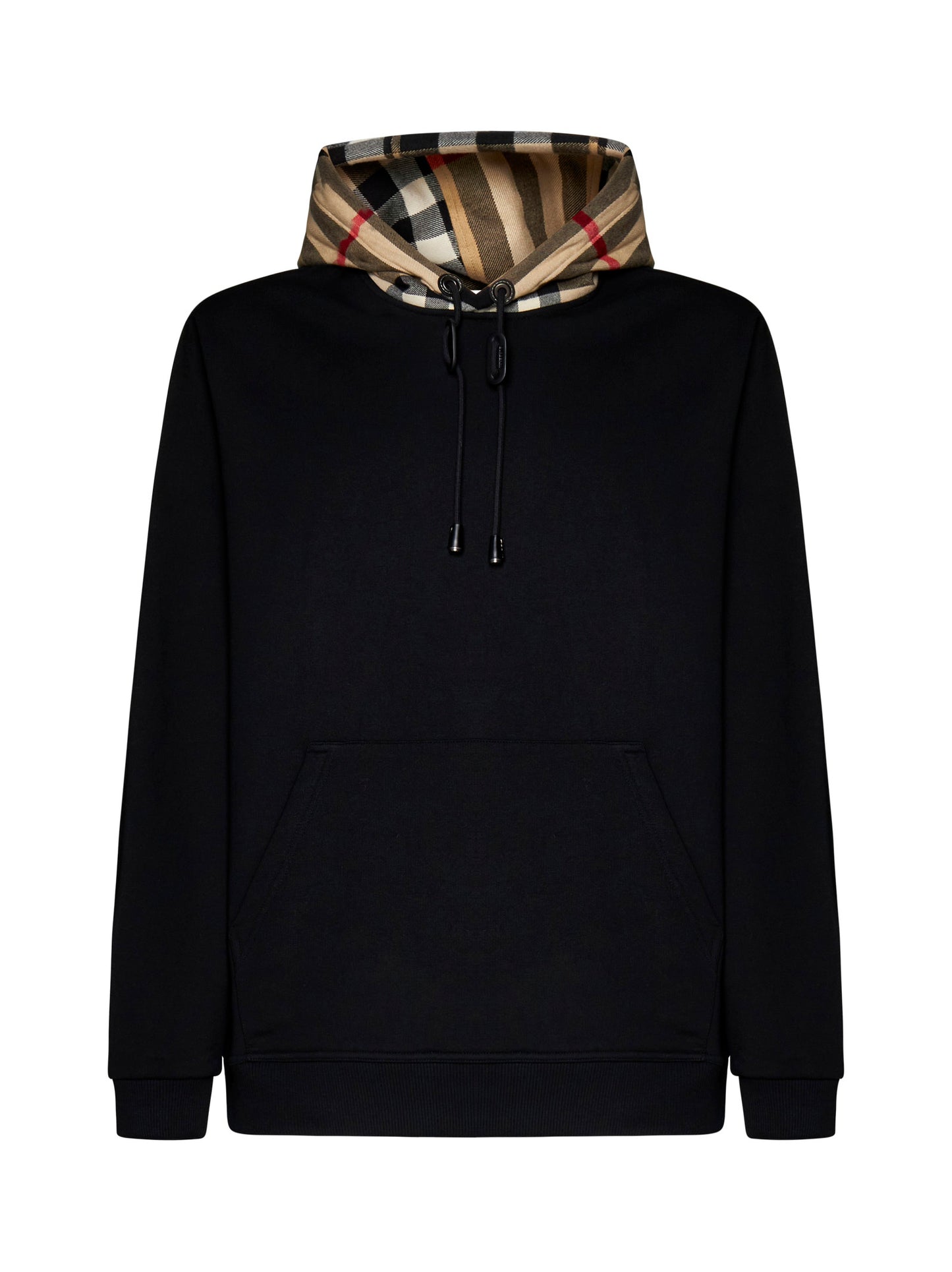 Felpa in cotone con cappuccio Check
