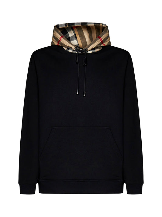 Felpa in cotone con cappuccio Check