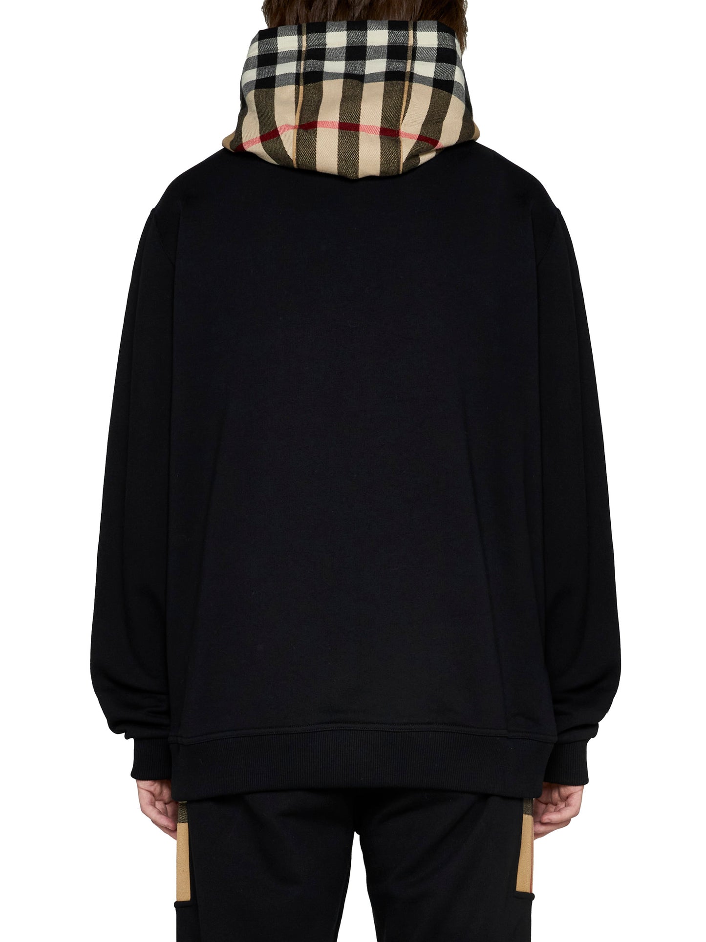 Felpa in cotone con cappuccio Check