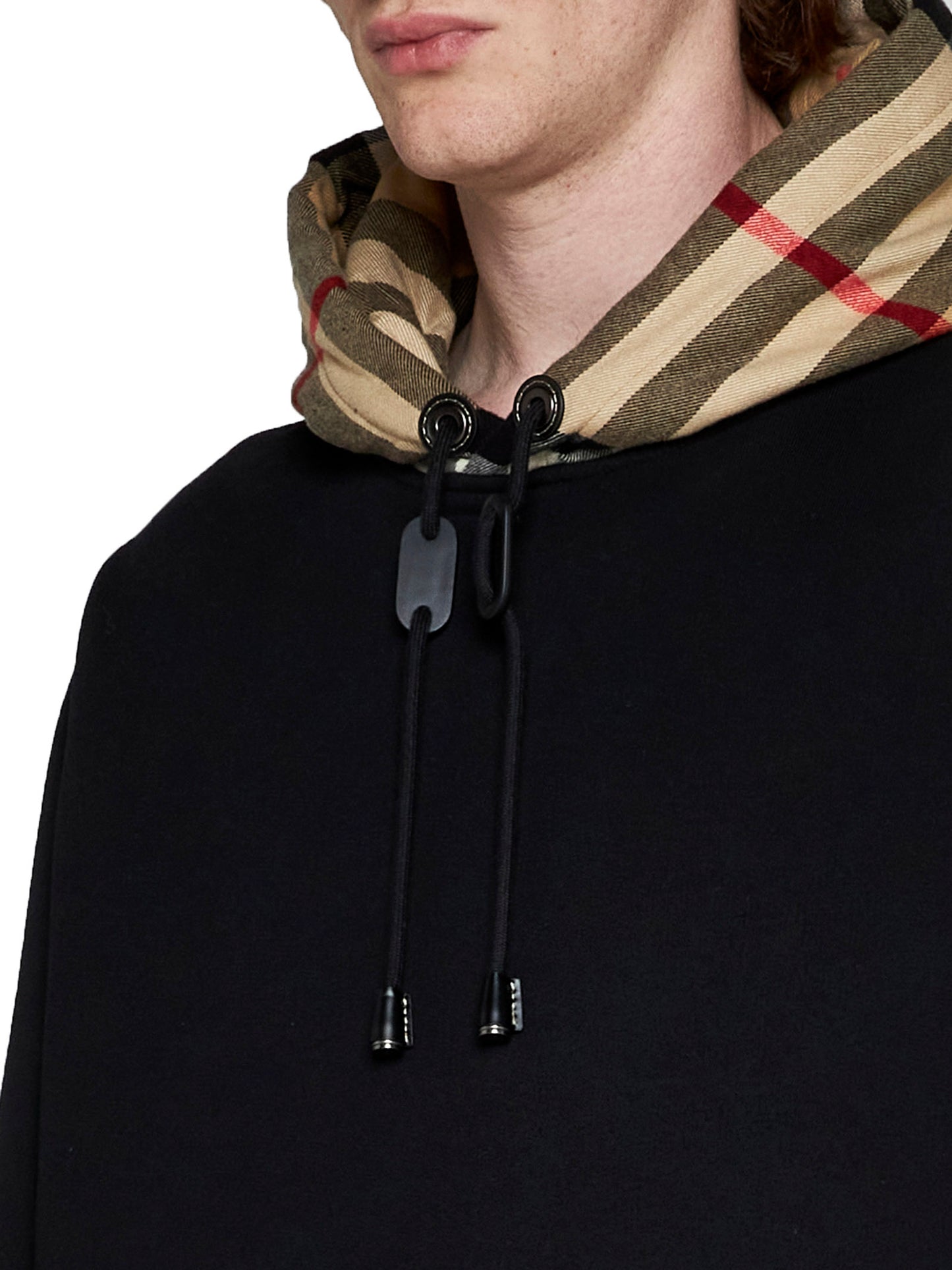 Felpa in cotone con cappuccio Check